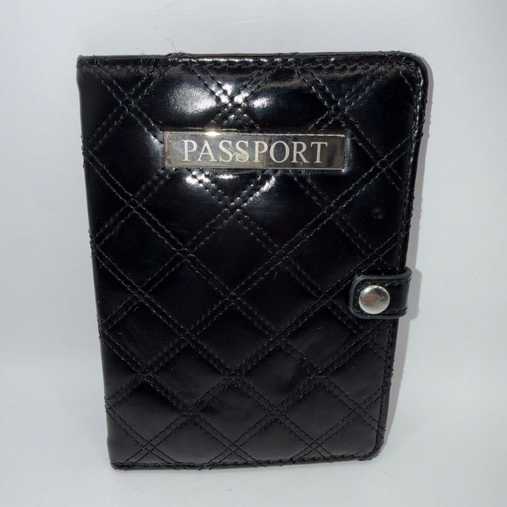 black quilted leather passport wallet READ